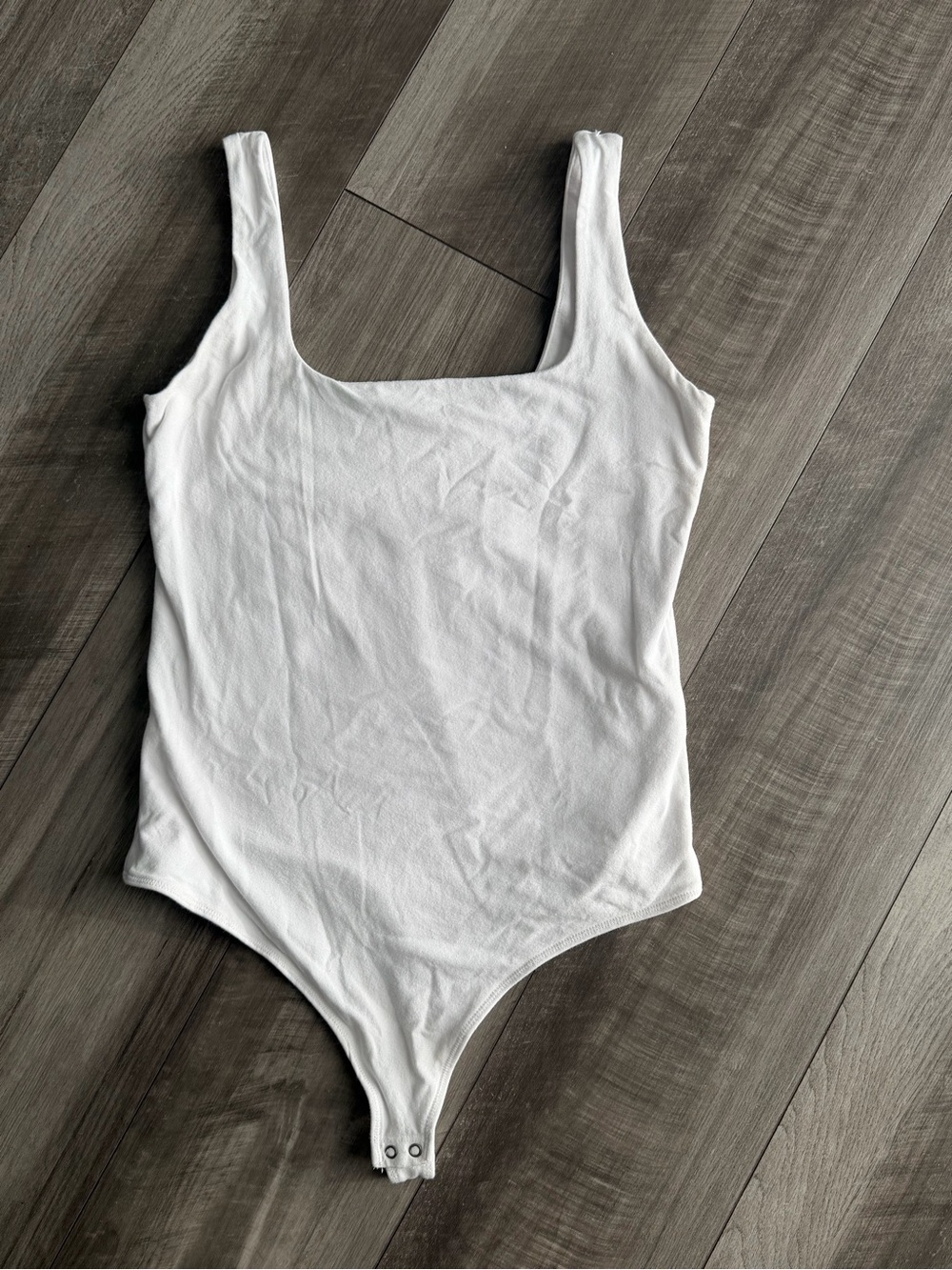 Abercrombie & Fitch White Solid Square Neck Tank Top Bodysuit Women's Size L
